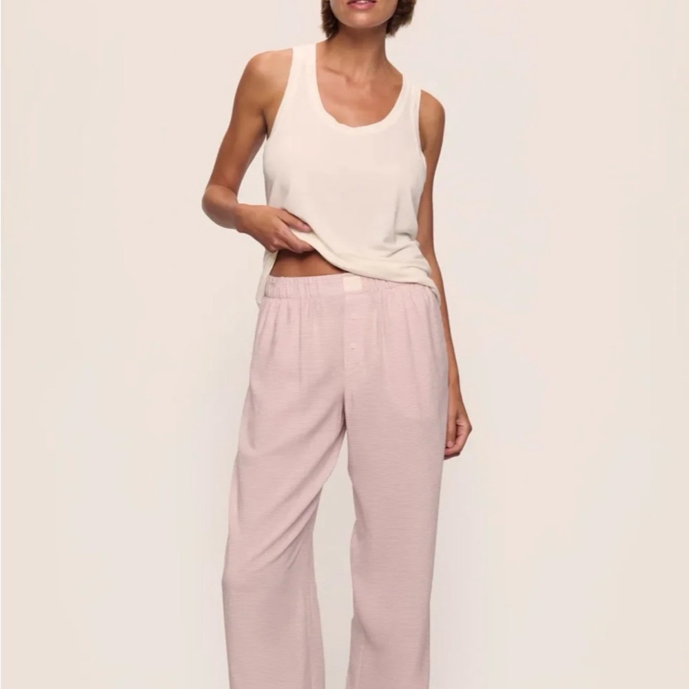 EBERJEY Nautico Boxer Pant in Feeder Stripes Pale Mauve/White